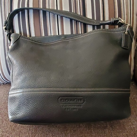 EUC Coach Black Pebbled Leather Hobo - Picture 1 of 9